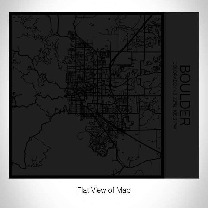 Rendered View of Boulder Colorado Map on 17oz Stainless Steel Insulated Tumbler in Matte Black with Tactile Lines