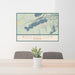 24x36 Boulder Lake Wyoming Map Print Lanscape Orientation in Woodblock Style Behind 2 Chairs Table and Potted Plant