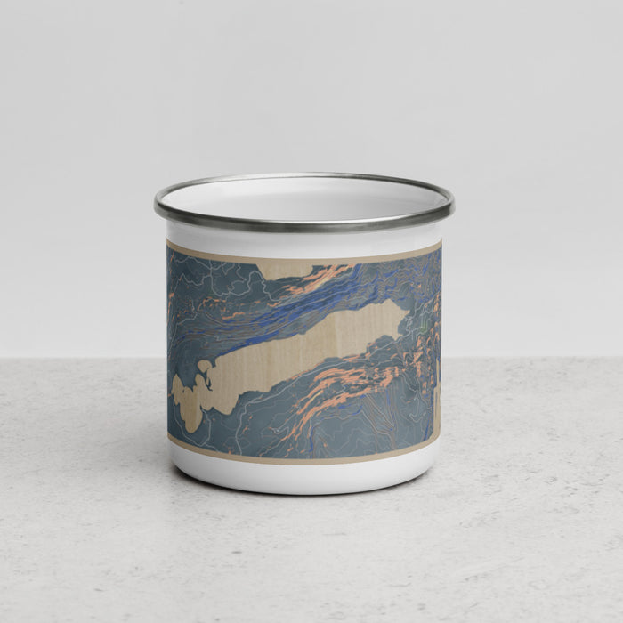 Front View Custom Boulder Lake Wyoming Map Enamel Mug in Afternoon