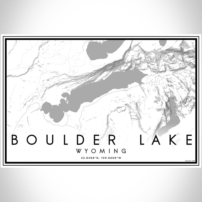 Boulder Lake Wyoming Map Print Landscape Orientation in Classic Style With Shaded Background