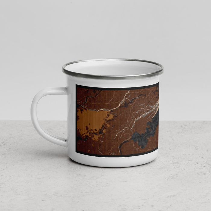 Left View Custom Boulder Lake Wyoming Map Enamel Mug in Ember