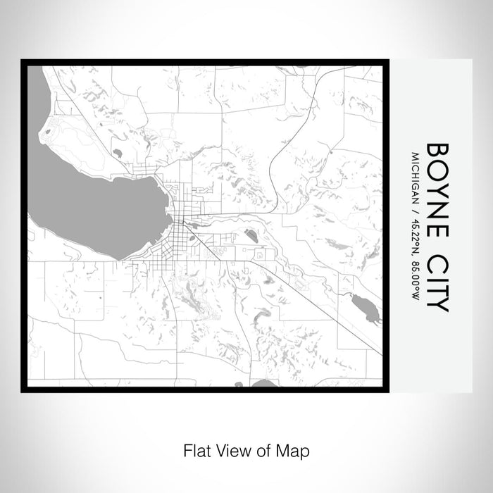 Rendered View of Boyne City Michigan Map on 20oz Stainless Steel Insulated Bottle with Bamboo Top with printed classic style map