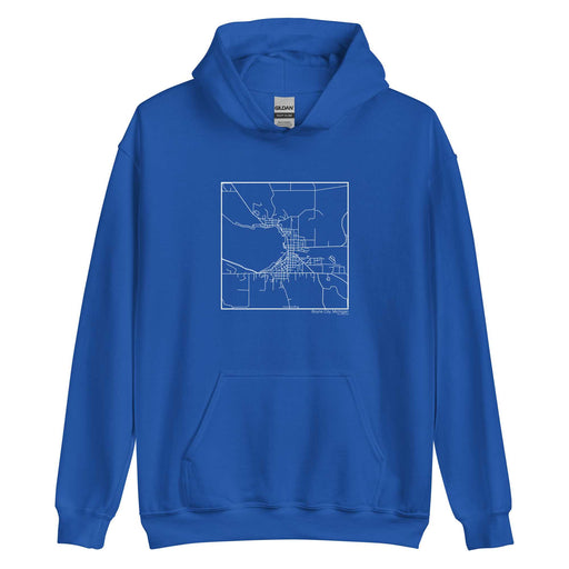 Boyne City Michigan  Map Unisex Hoodie Sweater with City inscription in Royal Blue