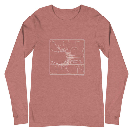 Boyne City Michigan  Map Unisex Long-Sleeve T-shirt with City inscription in Heather Mauve