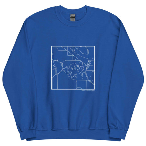 Boyne Falls Michigan  Map Unisex Crewneck Sweater with City inscription in Royal Blue