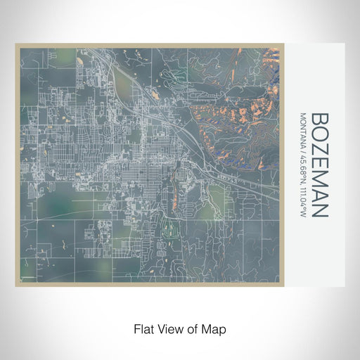 Rendered View of Bozeman Montana Map on 20oz Stainless Steel Insulated Bottle with Bamboo Top with printed afternoon style map