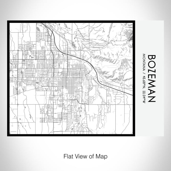 Rendered View of Bozeman Montana Map on 20oz Stainless Steel Insulated Bottle with Bamboo Top with printed classic style map