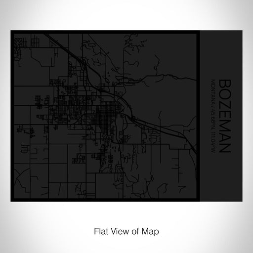 Rendered View of Bozeman Montana Map on 20oz Stainless Steel Insulated Bottle with Bamboo Top in Matte Black with printed Tactile Lines Map in Black