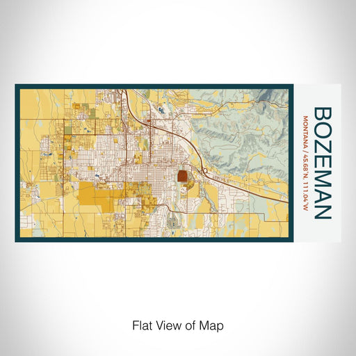 Rendered View of Bozeman Montana Map on 17oz Stainless Steel Insulated Bottle with printed woodblock style map