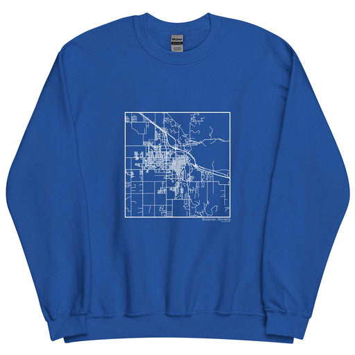 Bozeman Montana  Map Unisex Crewneck Sweater with City inscription in Royal Blue