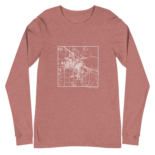 Bozeman Montana  Map Unisex Long-Sleeve T-shirt with City inscription in Heather Mauve
