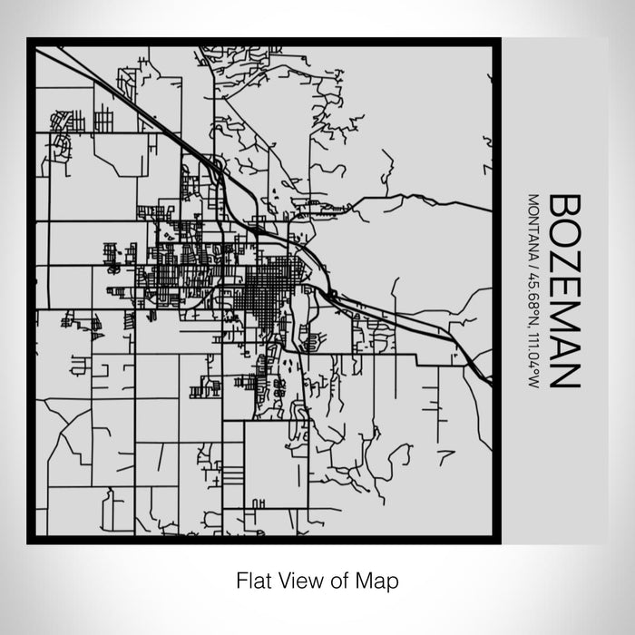 Rendered View of Bozeman Montana Map on 17oz Stainless Steel Insulated Tumbler in Tactile Lines with Succulent in Background