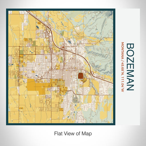 Rendered View of Bozeman Montana Map on 17oz Stainless Steel Insulated Tumbler in Woodblock Map Style
