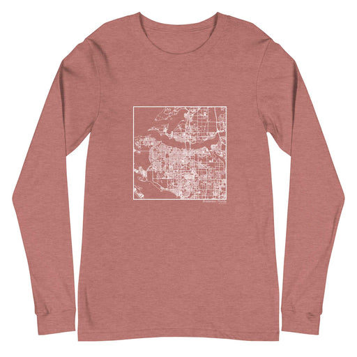 Bradenton Florida  Map Unisex Long-Sleeve T-shirt with City inscription in Heather Mauve