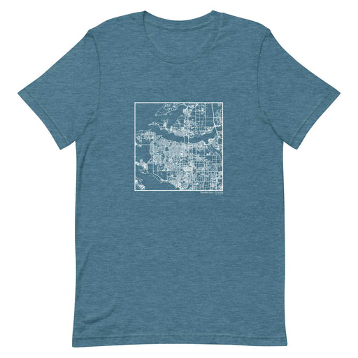 Bradenton Florida  Map Unisex T-Shirt with City inscription in Heather Teal