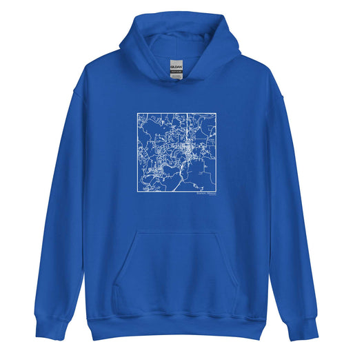 Branson Missouri Map Unisex Hoodie Sweater with City inscription in Royal Blue