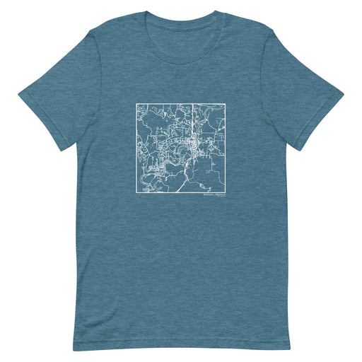Branson Missouri Map Unisex T-Shirt with City inscription in Heather Teal
