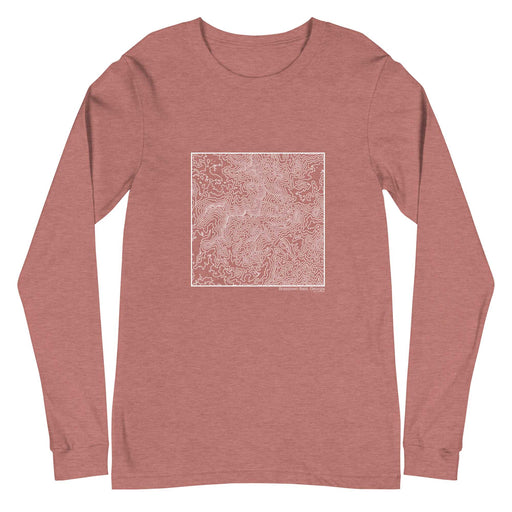 Brasstown Bald Georgia Topographic  Map Unisex Long-Sleeve T-shirt with City inscription in Heather Mauve
