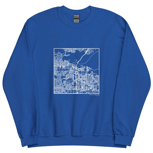 Brea California  Map Unisex Crewneck Sweater with City inscription in Royal Blue