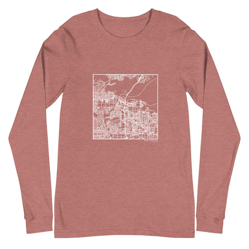 Brea California  Map Unisex Long-Sleeve T-shirt with City inscription in Heather Mauve