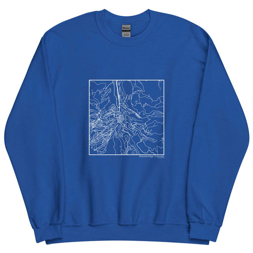 Breckenridge Colorado  Map Unisex Crewneck Sweater with City inscription in Royal Blue