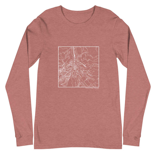 Breckenridge Colorado  Map Unisex Long-Sleeve T-shirt with City inscription in Heather Mauve