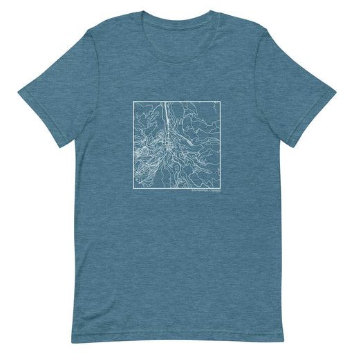 Breckenridge Colorado  Map Unisex T-Shirt with City inscription in Heather Teal