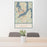 24x36 Bremerton Washington Map Print Portrait Orientation in Woodblock Style Behind 2 Chairs Table and Potted Plant
