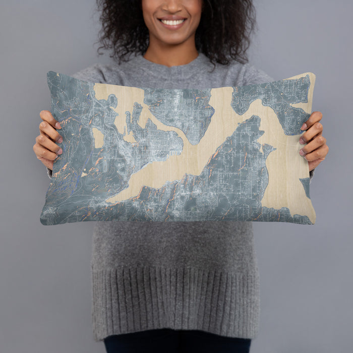 Person holding 20x12 Custom Bremerton Washington Map Throw Pillow in Afternoon