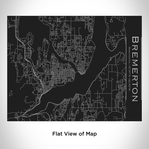 Rendered View of Bremerton Washington Map Engraving on 20oz Stainless Steel Insulated Bottle with Bamboo Top in Black
