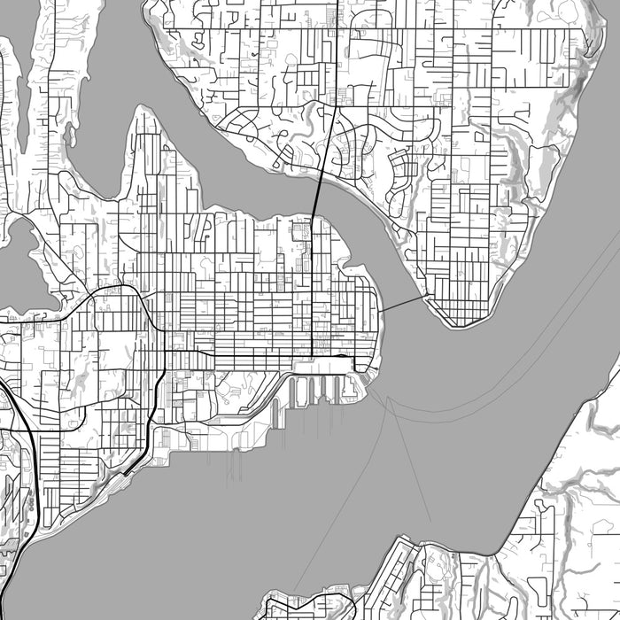 Bremerton Washington Map Print in Classic Style Zoomed In Close Up Showing Details