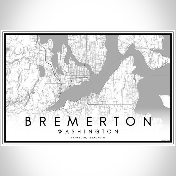 Bremerton Washington Map Print Landscape Orientation in Classic Style With Shaded Background