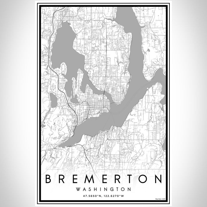 Bremerton Washington Map Print Portrait Orientation in Classic Style With Shaded Background