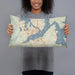 Person holding 20x12 Custom Bremerton Washington Map Throw Pillow in Woodblock