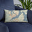 Custom Bremerton Washington Map Throw Pillow in Woodblock on Blue Colored Chair