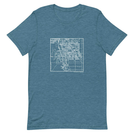 Brentwood California  Map Unisex T-Shirt with City inscription in Heather Teal