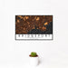 12x18 Bridgeport Connecticut Map Print Landscape Orientation in Ember Style With Small Cactus Plant in White Planter