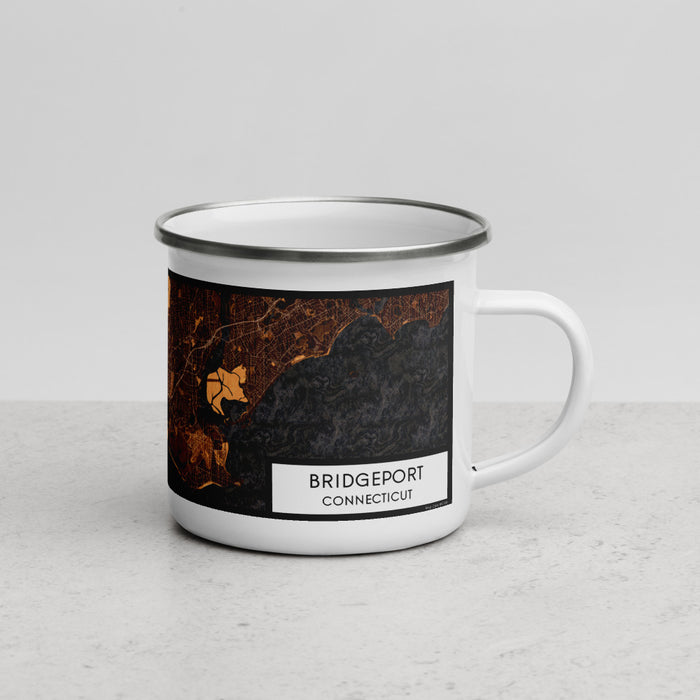 Right View Custom Bridgeport Connecticut Map Enamel Mug in Ember