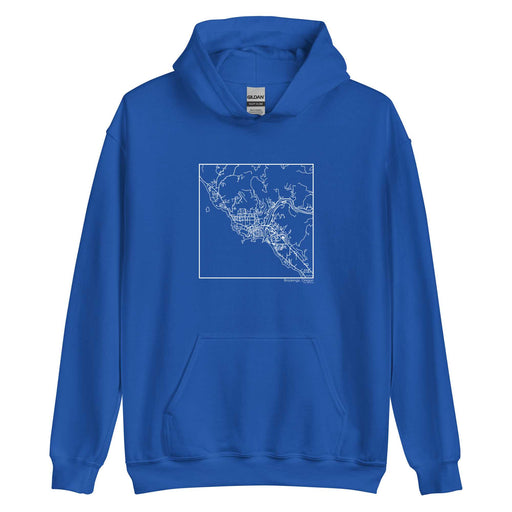 Brookings Oregon  Map Unisex Hoodie Sweater with City inscription in Royal Blue