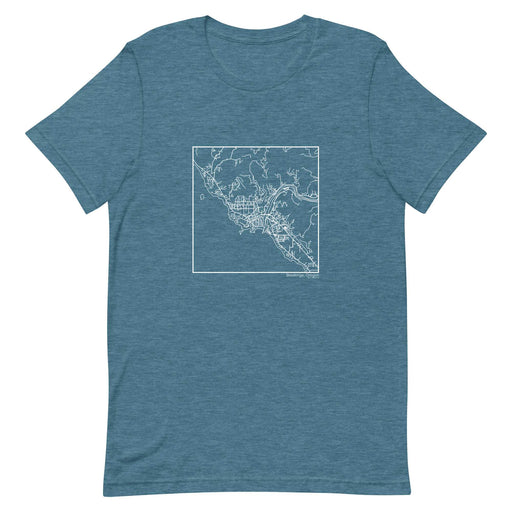 Brookings Oregon  Map Unisex T-Shirt with City inscription in Heather Teal