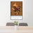 24x36 Brookings South Dakota Map Print Portrait Orientation in Ember Style Behind 2 Chairs Table and Potted Plant