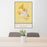 24x36 Brookings South Dakota Map Print Portrait Orientation in Woodblock Style Behind 2 Chairs Table and Potted Plant