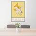 24x36 Brookings South Dakota Map Print Portrait Orientation in Woodblock Style Behind 2 Chairs Table and Potted Plant