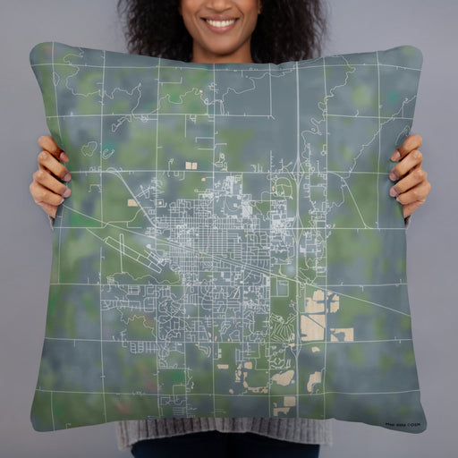 Person holding 22x22 Custom Brookings South Dakota Map Throw Pillow in Afternoon