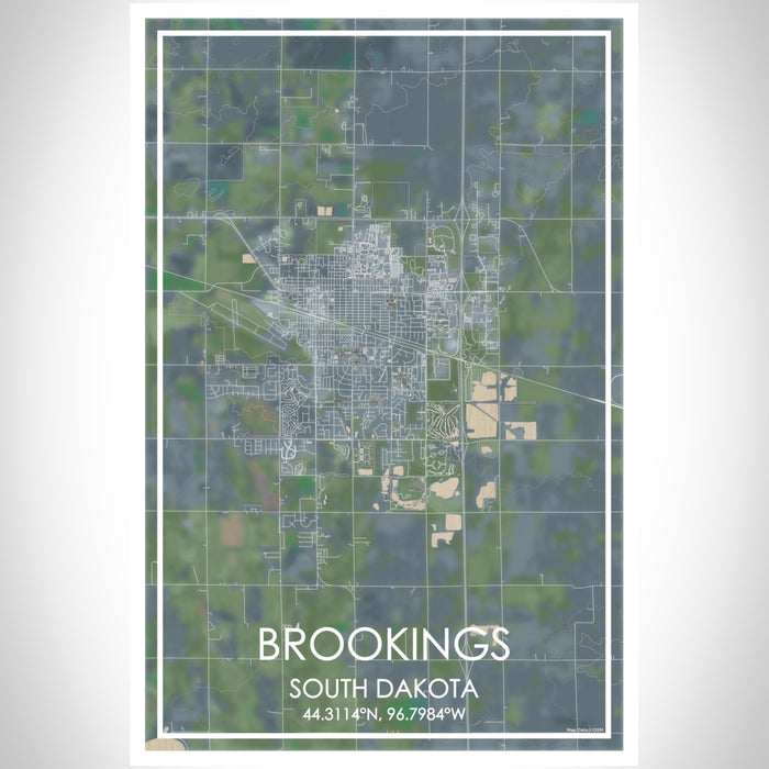 Brookings South Dakota Map Print Portrait Orientation in Afternoon Style With Shaded Background