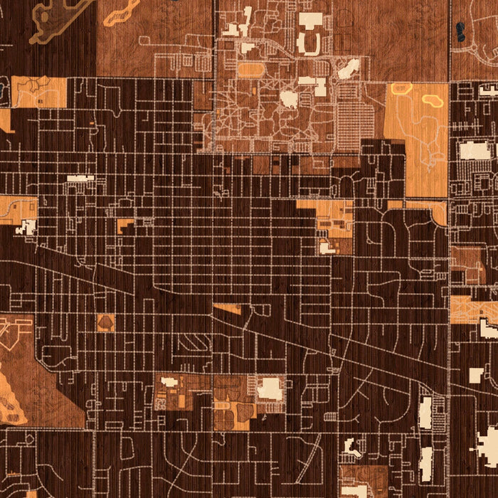 Brookings South Dakota Map Print in Ember Style Zoomed In Close Up Showing Details
