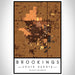 Brookings South Dakota Map Print Portrait Orientation in Ember Style With Shaded Background