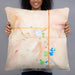 Person holding 22x22 Custom Brookings South Dakota Map Throw Pillow in Watercolor