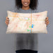 Person holding 20x12 Custom Brookings South Dakota Map Throw Pillow in Watercolor