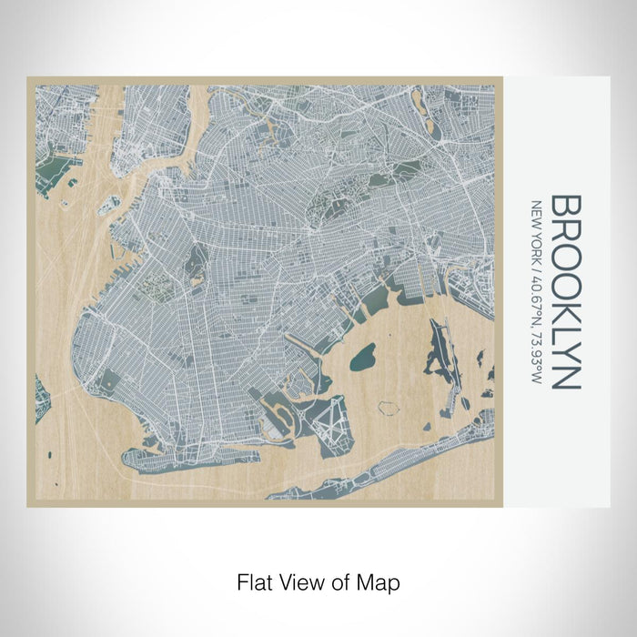 Rendered View of Brooklyn New York Map on 20oz Stainless Steel Insulated Bottle with Bamboo Top with printed afternoon style map